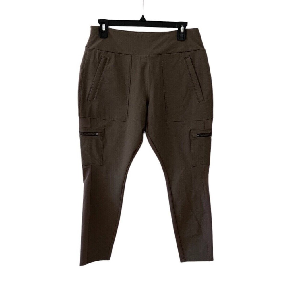 Athleta Womens 12P Cargo Leggings Brown Skinny Hybrid Highline Tight Zip Pockets
